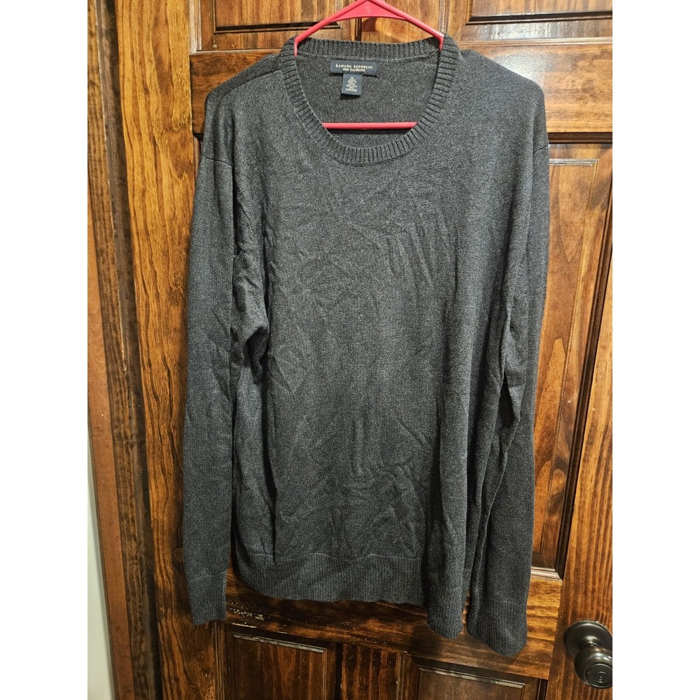 Banana Republic Silk Cashmere Sweater Mens XL Charcoal Gray Pullover Crewneck